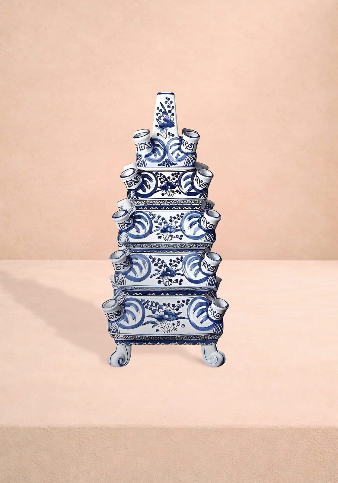 Casa by Josephine Jenno Delft Tulipiere Tall Hand Painted Ceramic Vase