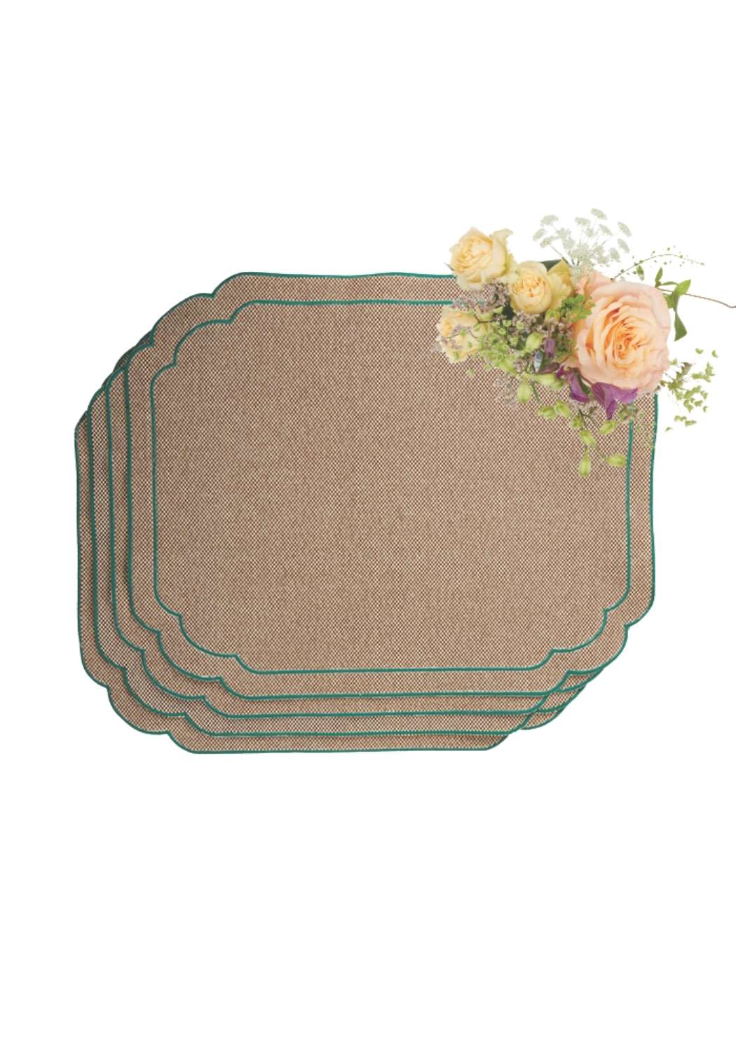 Casa by Josephine Jenno Hortensia Brown Green Placemats - Set of 4