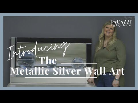 Pagazzi Metallic Silver Liquid Art with Mirrored Frame - 67x117cm