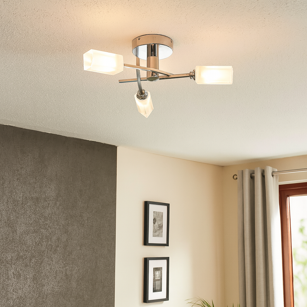 Pagazzi Icarus 3 Light Semi-Flush Ceiling Light Polished Chrome