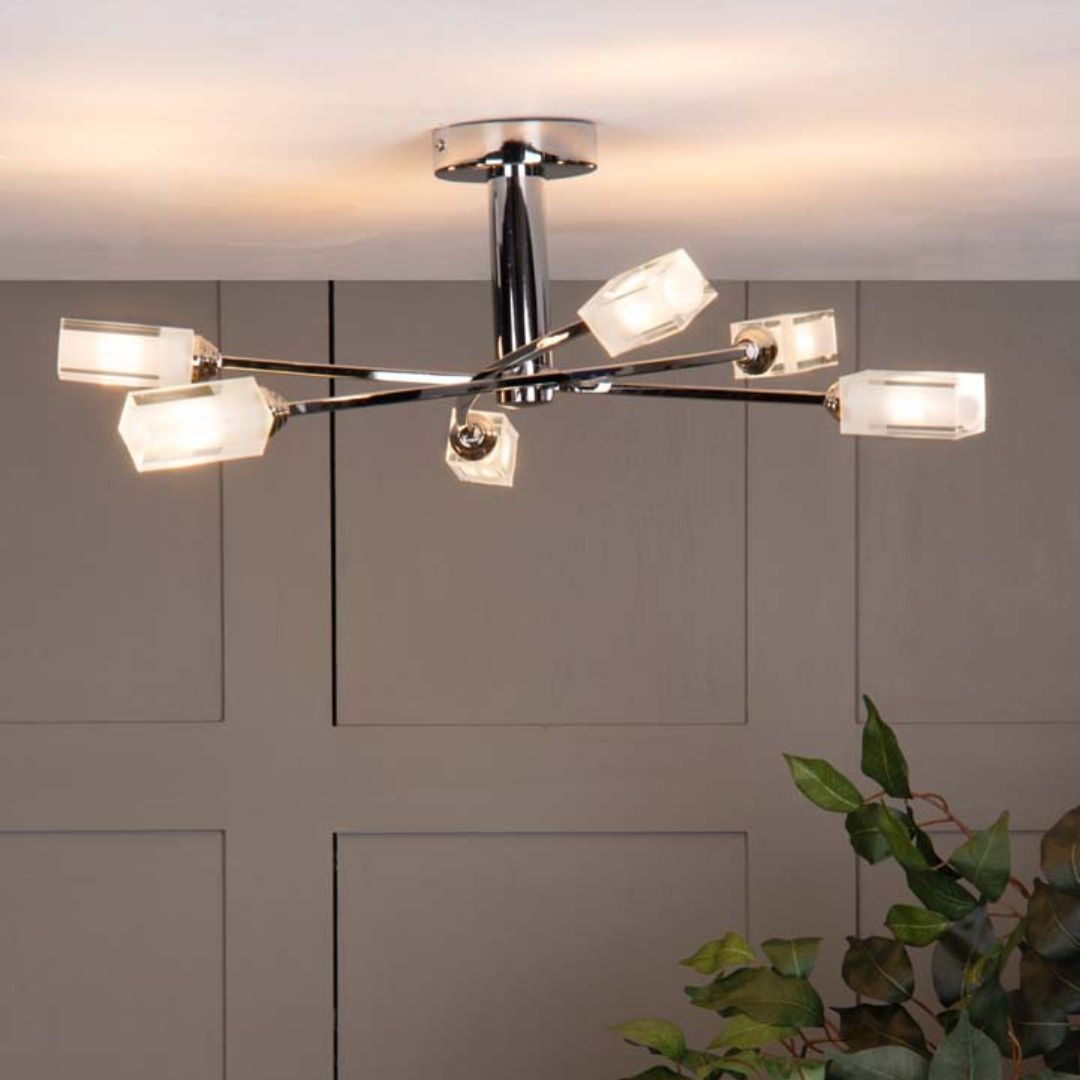 Pagazzi Icarus 6-Light Semi-Flush Ceiling Light Polished Chrome
