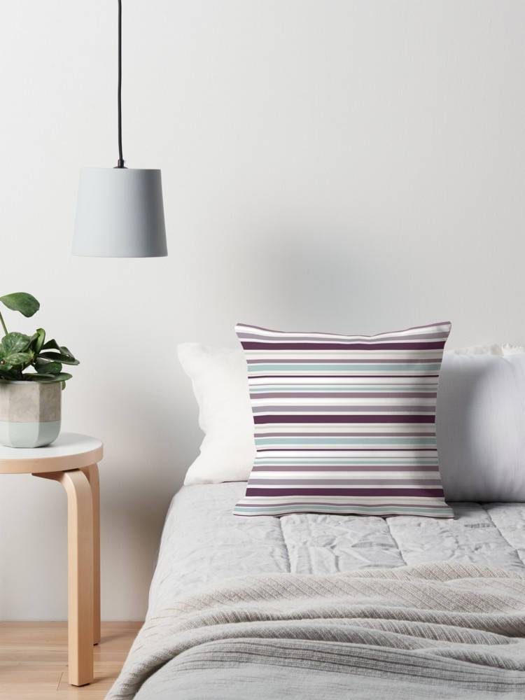 Shadowbright Purple and Duck Egg Blue Striped Cushion, Throw Pillow