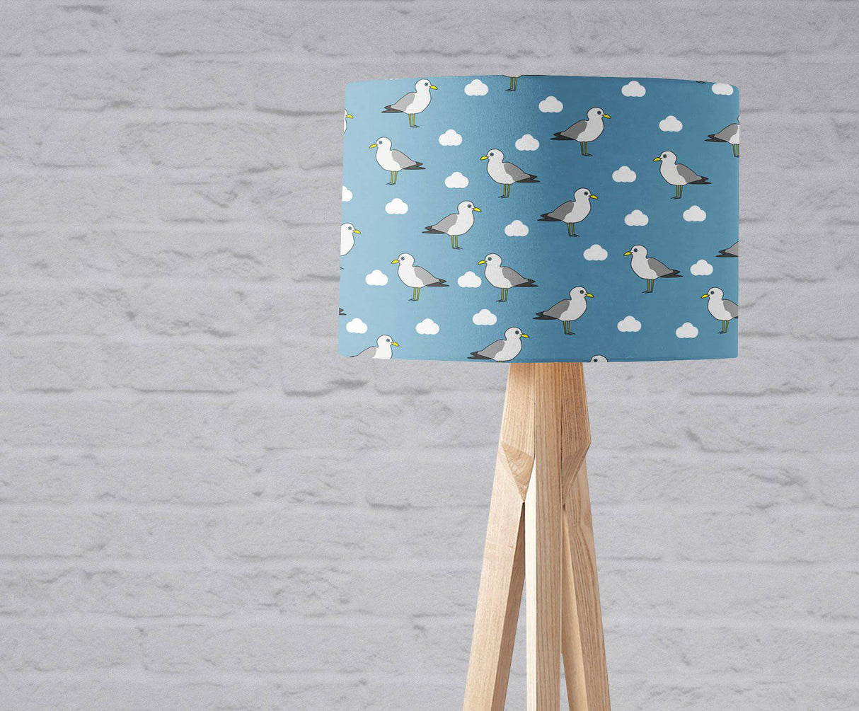 Shadowbright Blue Ceiling or Table Lampshade with Seagull Design