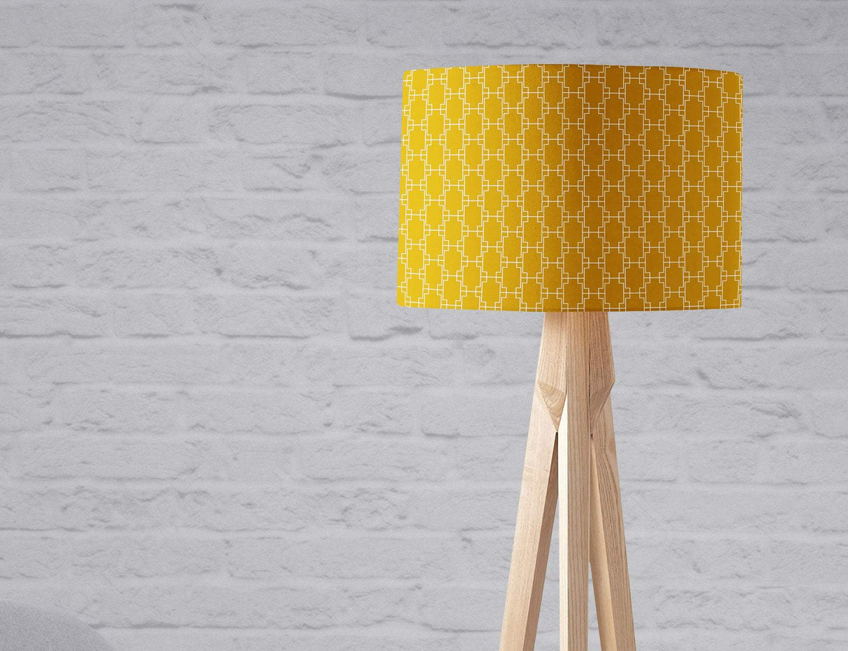Shadowbright Mustard Yellow Lampshade with White Geometric Design