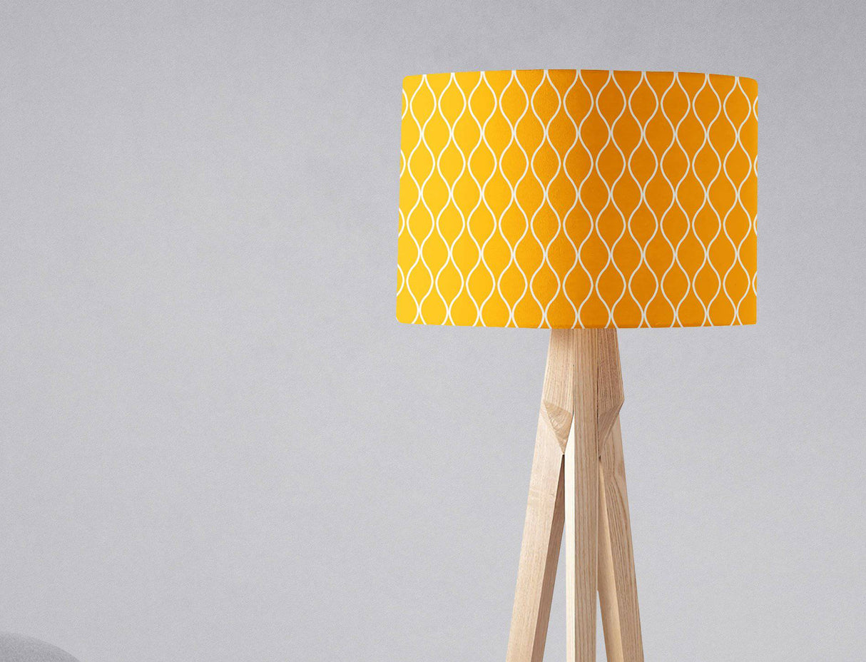 Shadowbright Yellow Ceiling or Table Lampshade with White Geometric Design