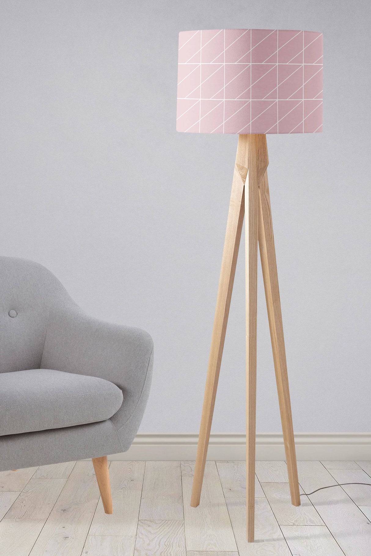 Shadowbright Blush Pink with White Geometric Design Lampshade, Ceiling or Table