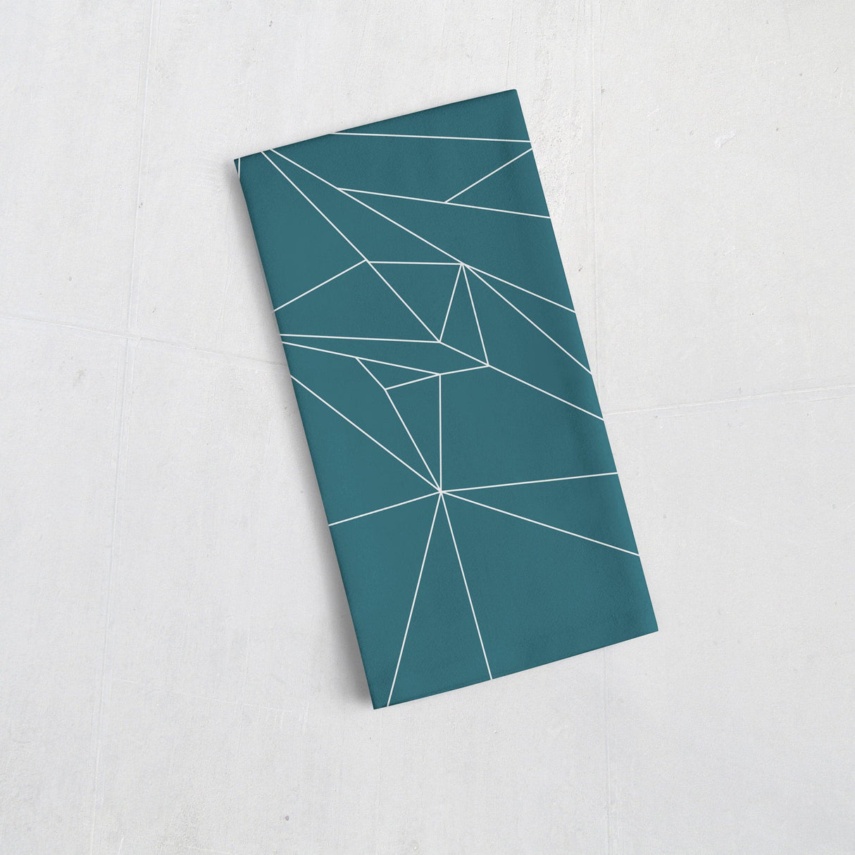 Shadowbright Teal Tea Towel with a White Line Geometric Design, Dish/Kitchen Towel
