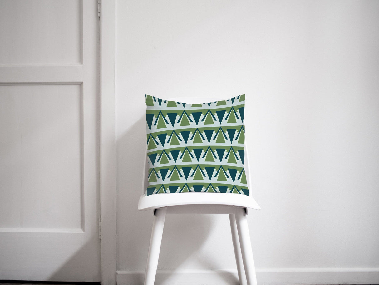 Shadowbright Green and Grey Art Deco Design Cushion, Throw Pillow