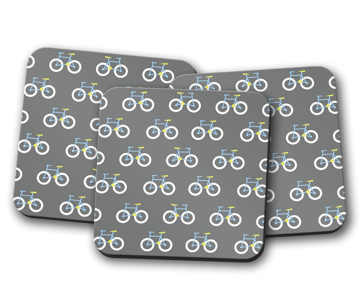 Shadowbright Grey Coaster with a Bicycle Design, Table Decor Drinks Mat