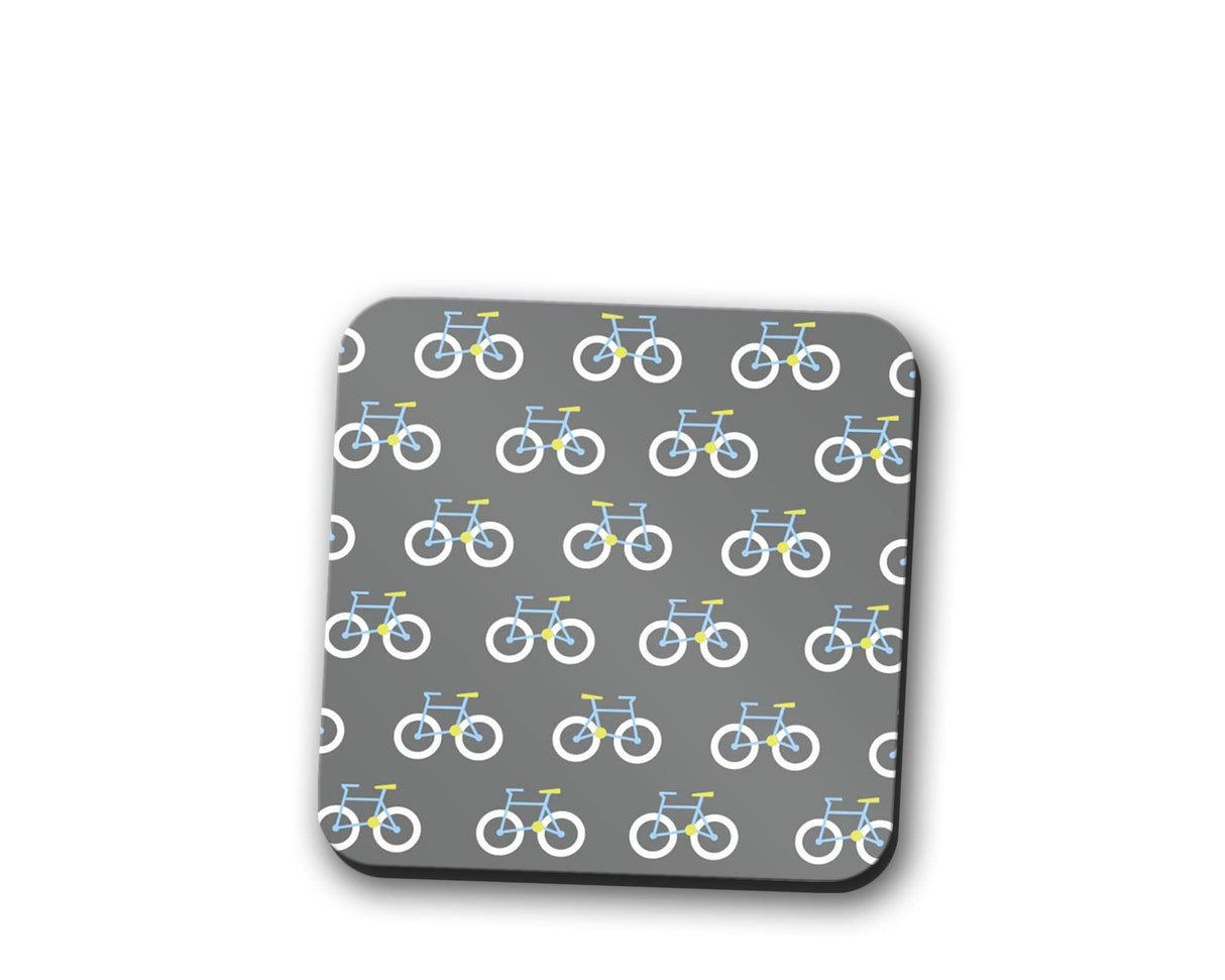 Shadowbright Grey Coaster with a Bicycle Design, Table Decor Drinks Mat