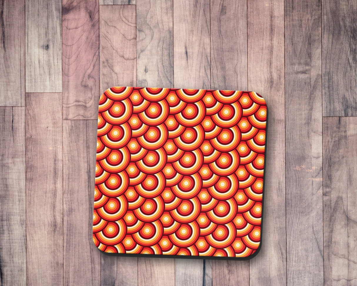 Shadowbright Orange Retro 70's Design Coasters, Table Decor Drinks Mat