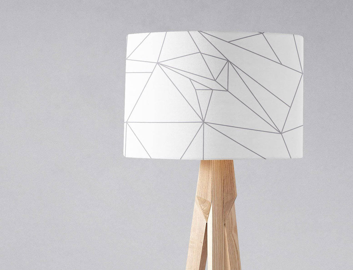 Shadowbright White Lampshade with a Grey Lines Geometric Design