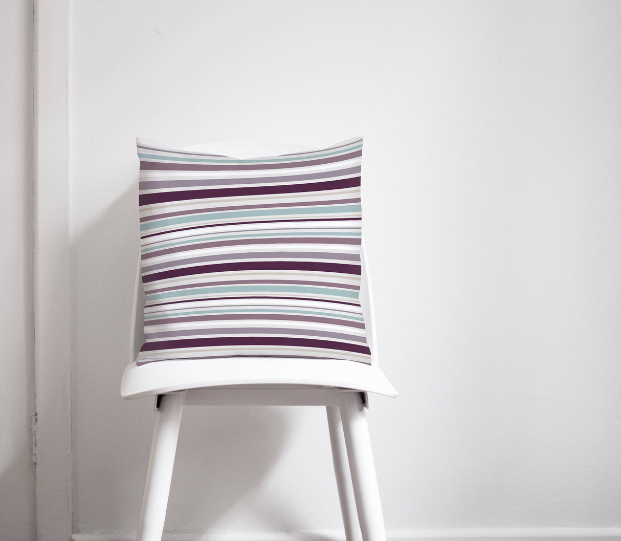 Shadowbright Purple and Duck Egg Blue Striped Cushion, Throw Pillow