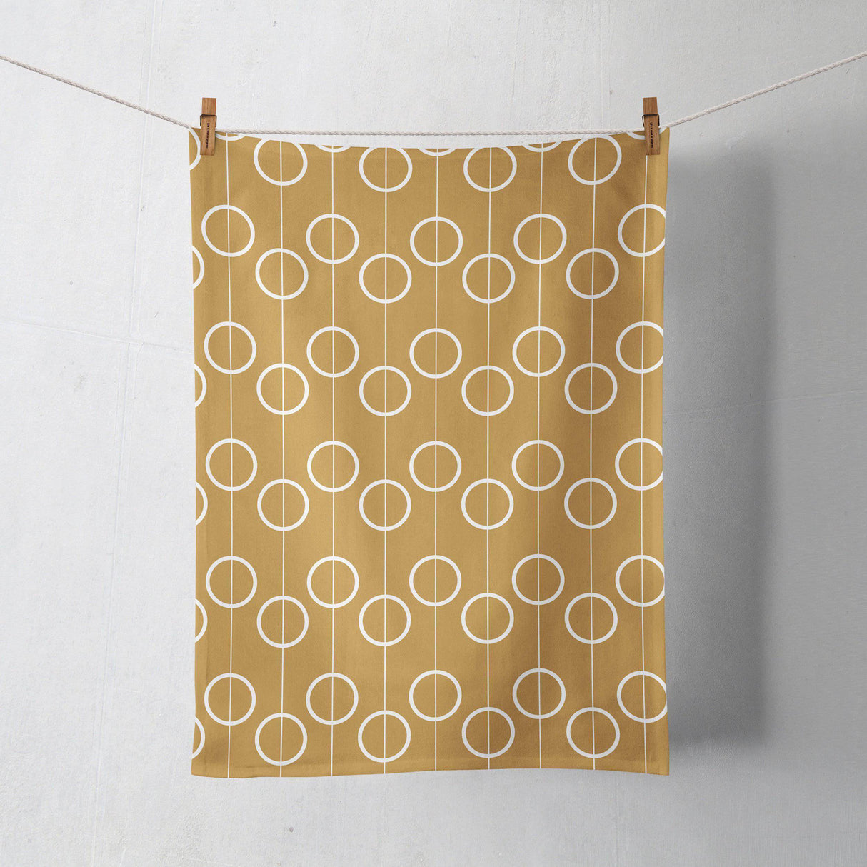 Shadowbright Gold and White Retro Design Tea Towel, Dish/Kitchen Towel
