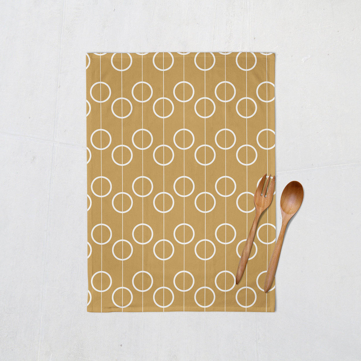 Shadowbright Gold and White Retro Design Tea Towel, Dish/Kitchen Towel