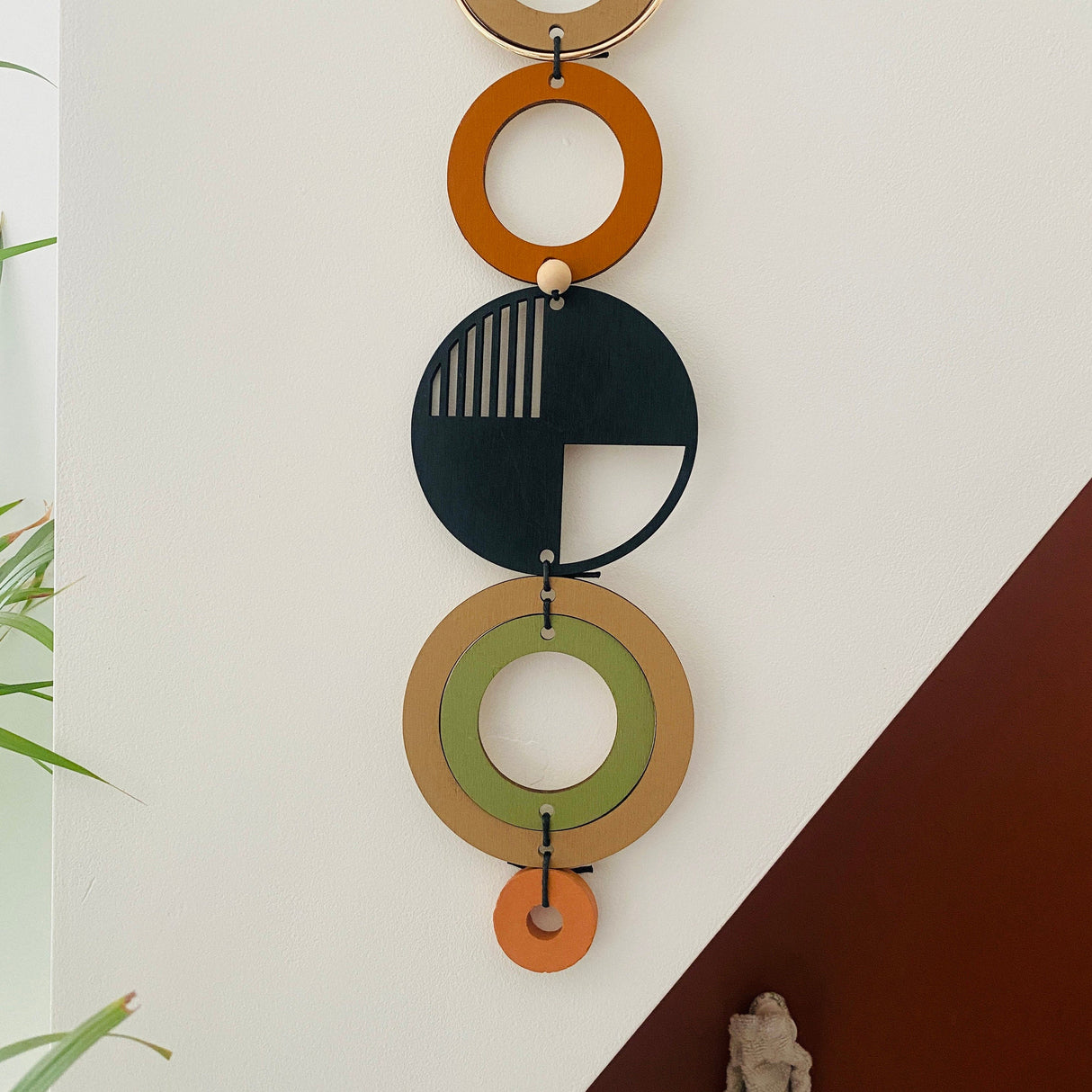 Modern Geometric Wood Wall Art | Slim Centrepiece Tapestry Decor