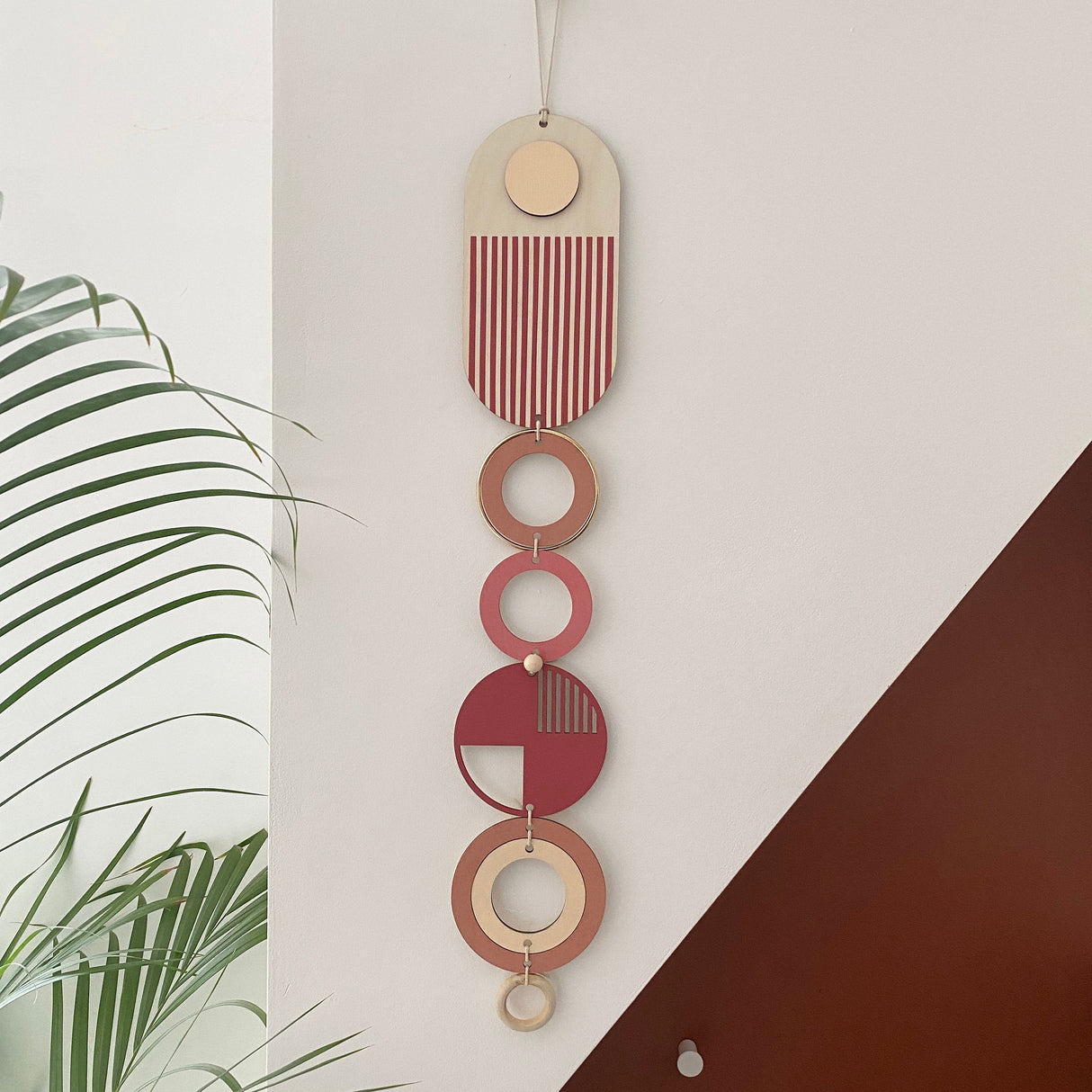 Pink Modern Wood Wall Art - Geometric Artwork