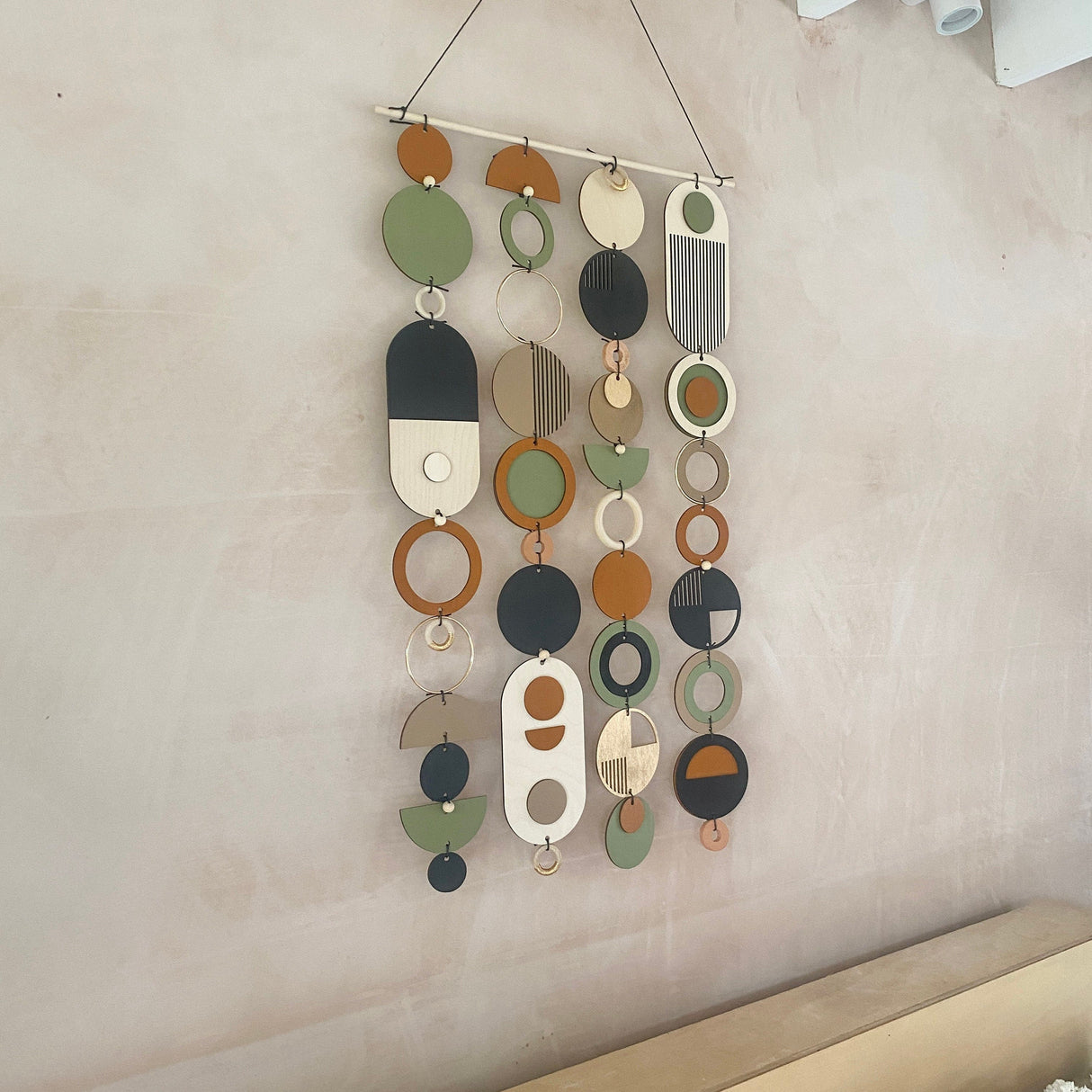 Slim Geometric Wood Wall Art | Minimal Modern Centre‑Piece Tapestry