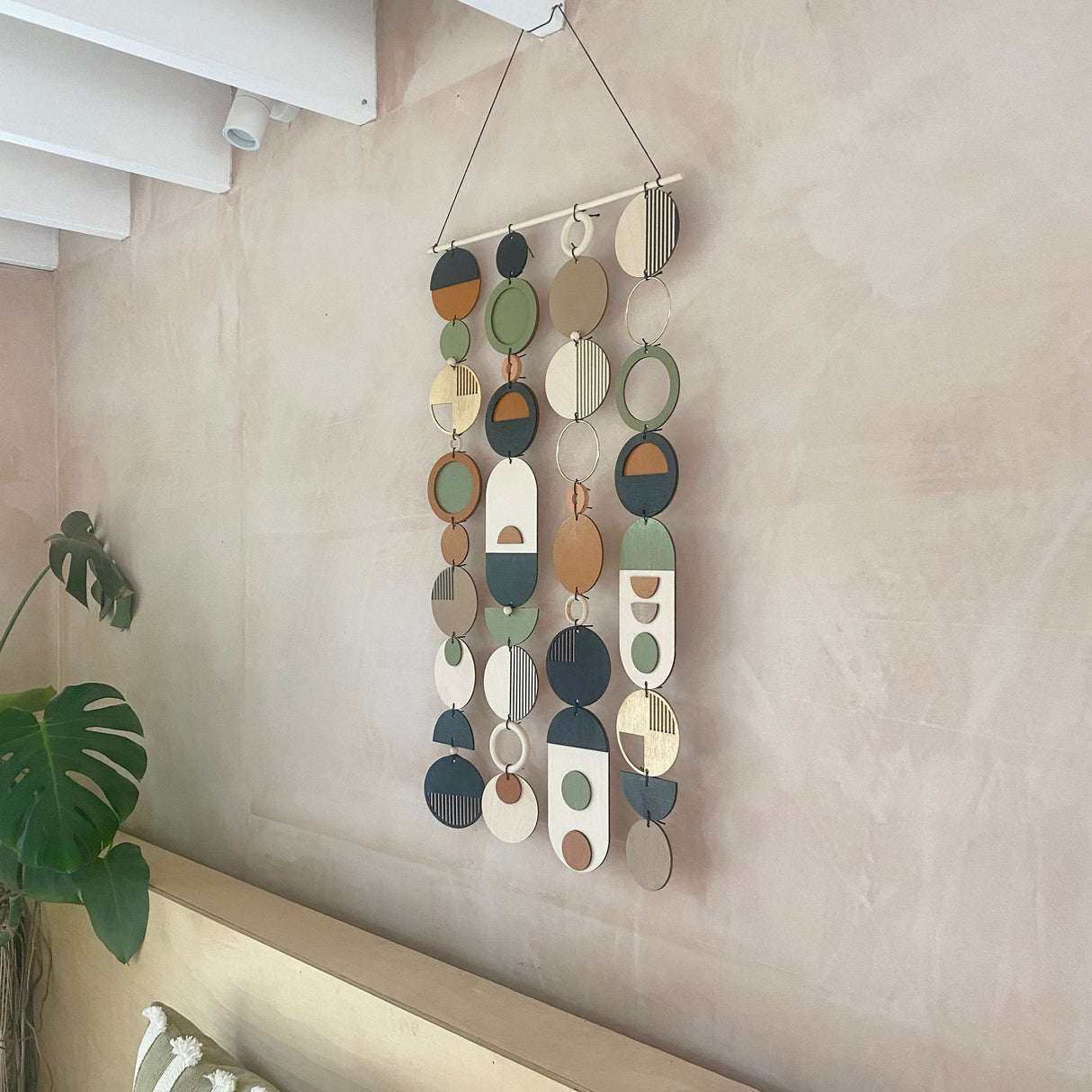 Slim Geometric Wall Art | Modern Centre Piece Wood Tapestry