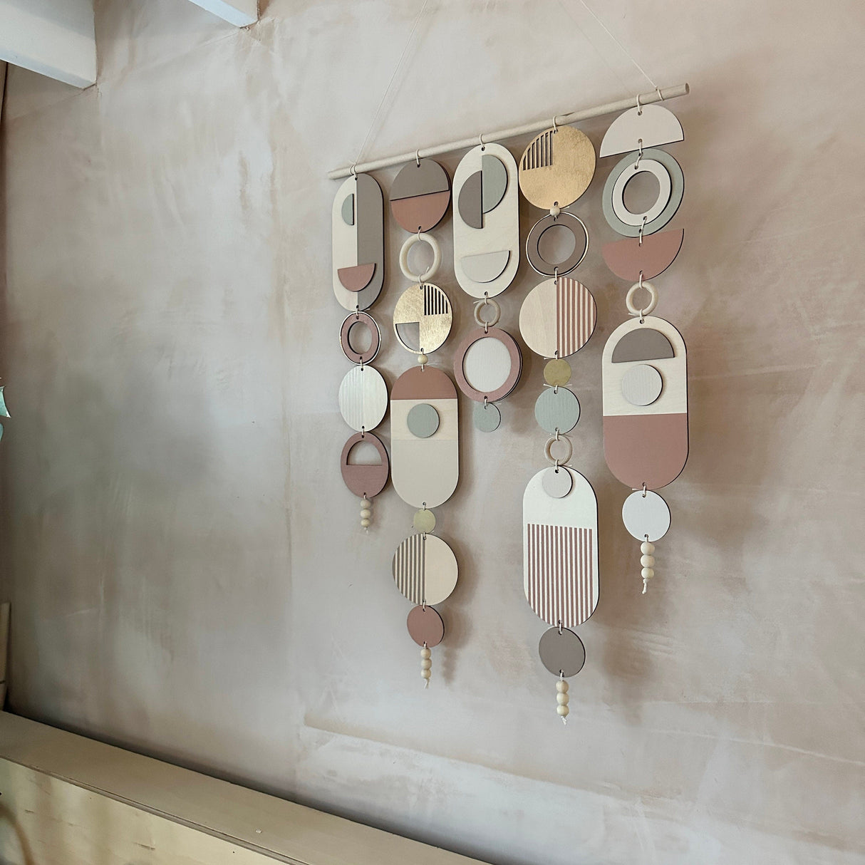 Modern Wall Art with Gold Hoop & Blush Pink Accents