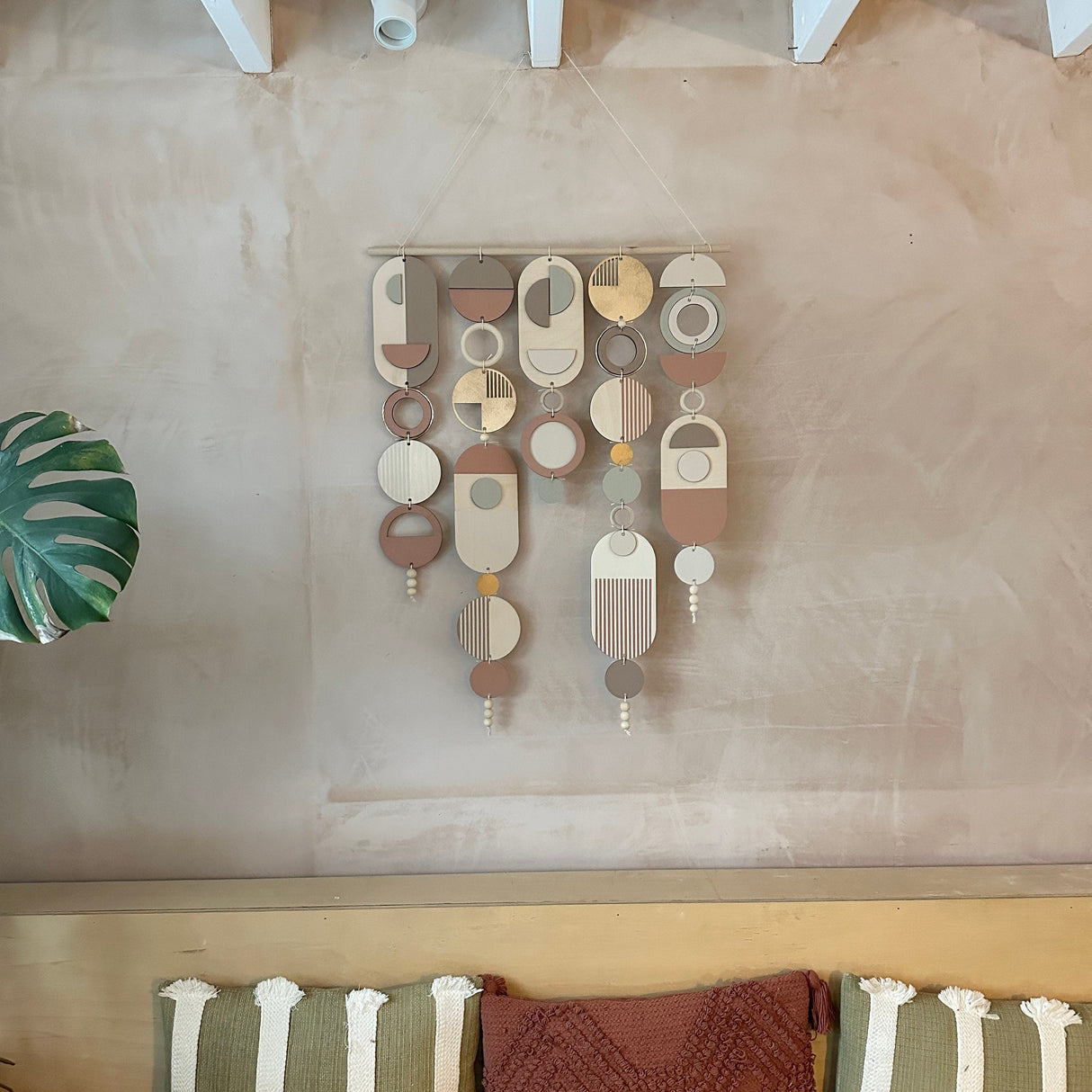 Modern Wall Art with Gold Hoop & Blush Pink Accents