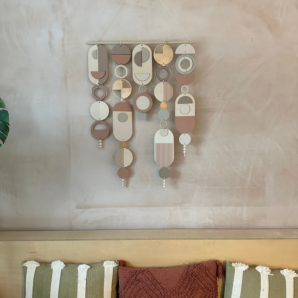 Modern Wall Art with Gold Hoop & Blush Pink Accents