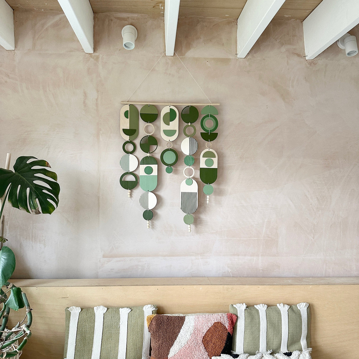 Green Geometric Wall Art | Boho Centrepiece Tapestry Decor