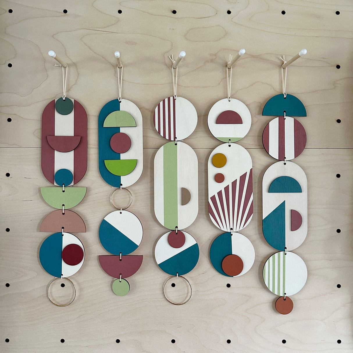 Medium Slim Geometric Wooden Wall Hanging