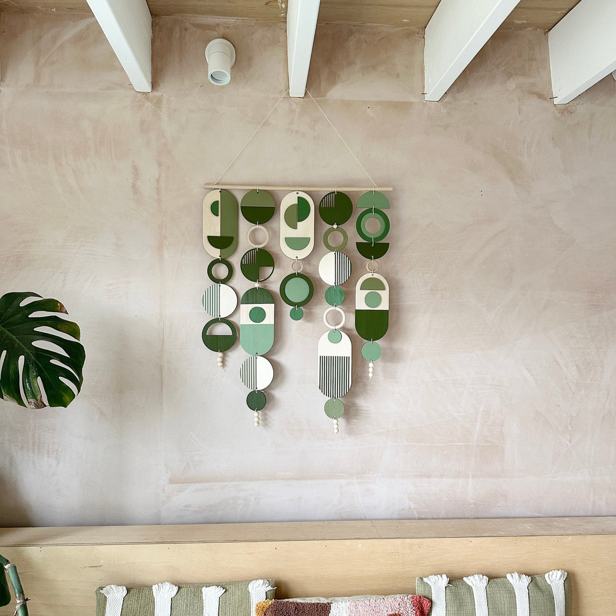 Green Geometric Wall Art | Boho Centrepiece Tapestry Decor