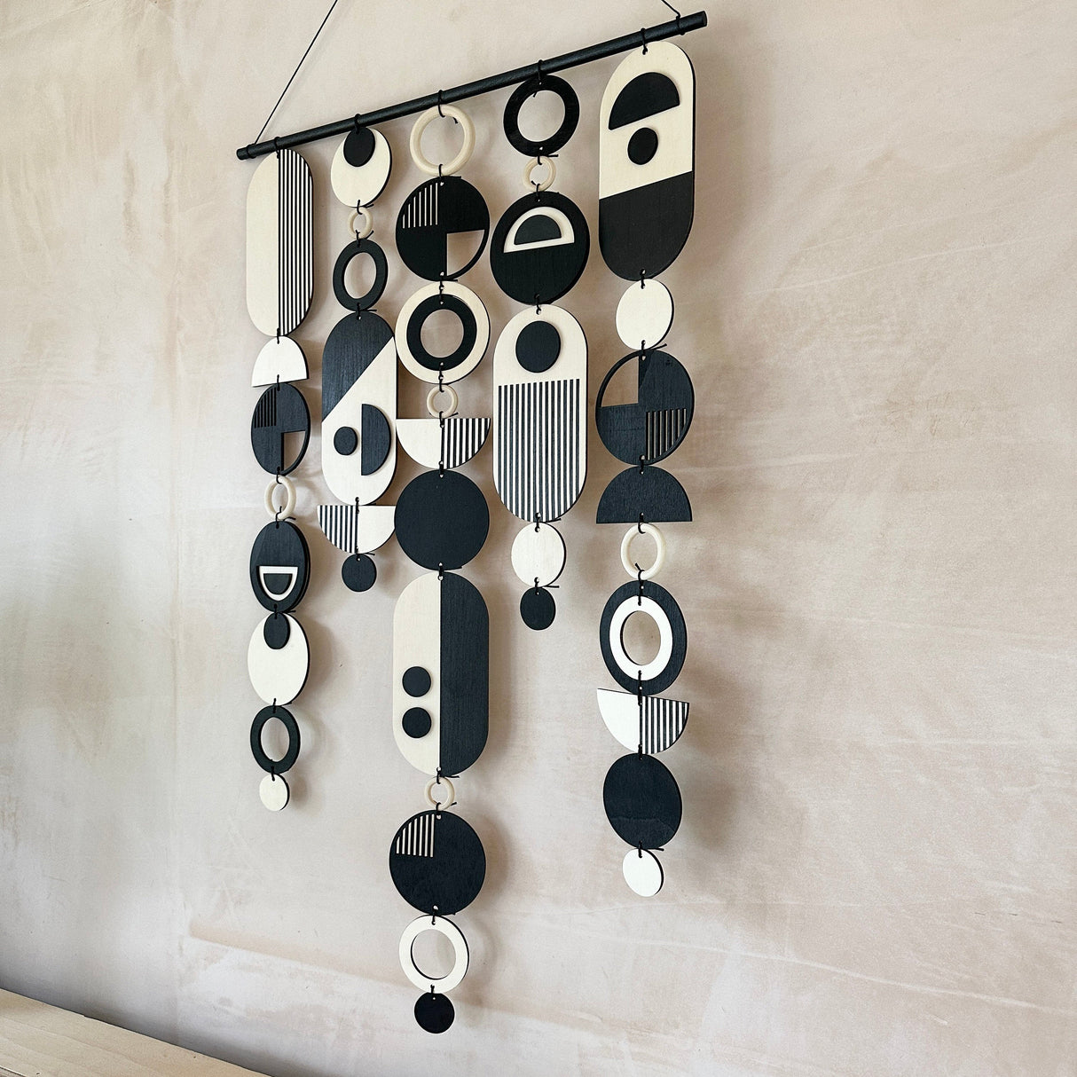 Handmade Monochrome Wooden Wall Art | Home Decor Tapestry