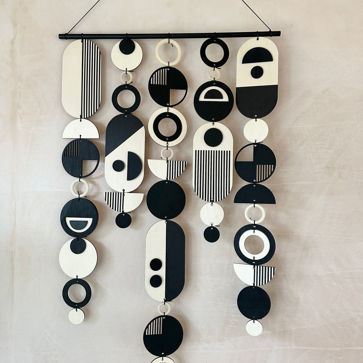 Handmade Monochrome Wooden Wall Art | Home Decor Tapestry