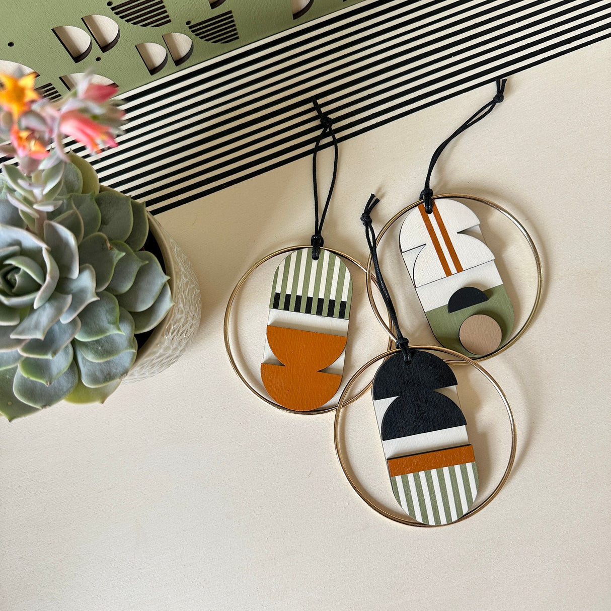 Original Mini Geometric Wall Hanging | Mid‑Century Wooden Wall Art