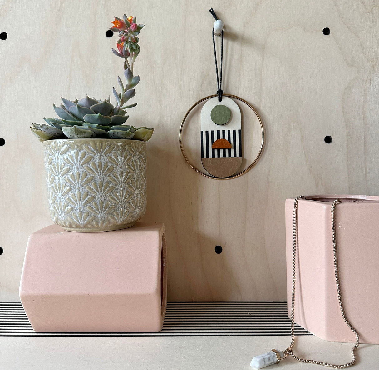 Original Mini Geometric Wall Hanging | Mid‑Century Wooden Wall Art