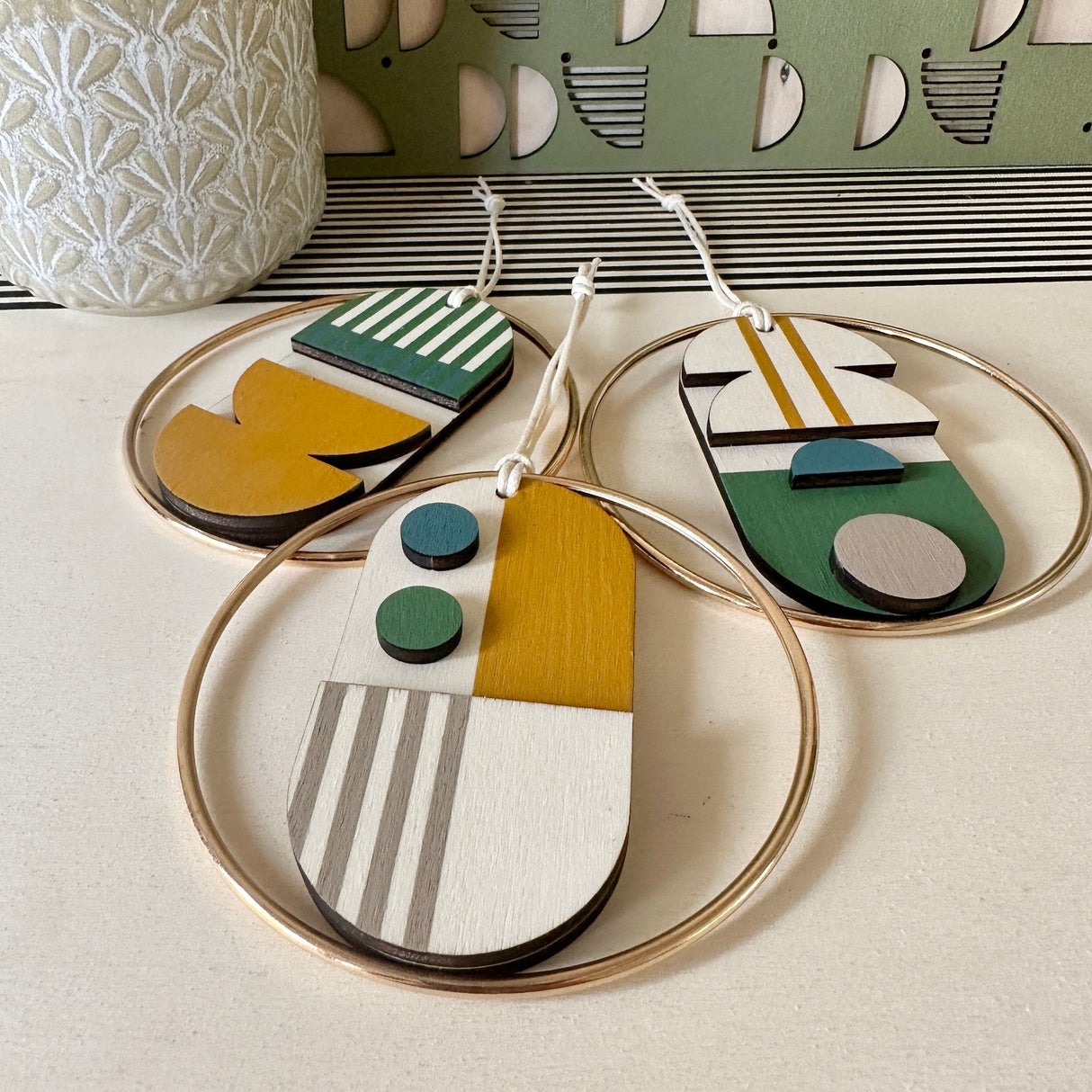Small Geometric Wall Hanging | Mini Wooden Decoration