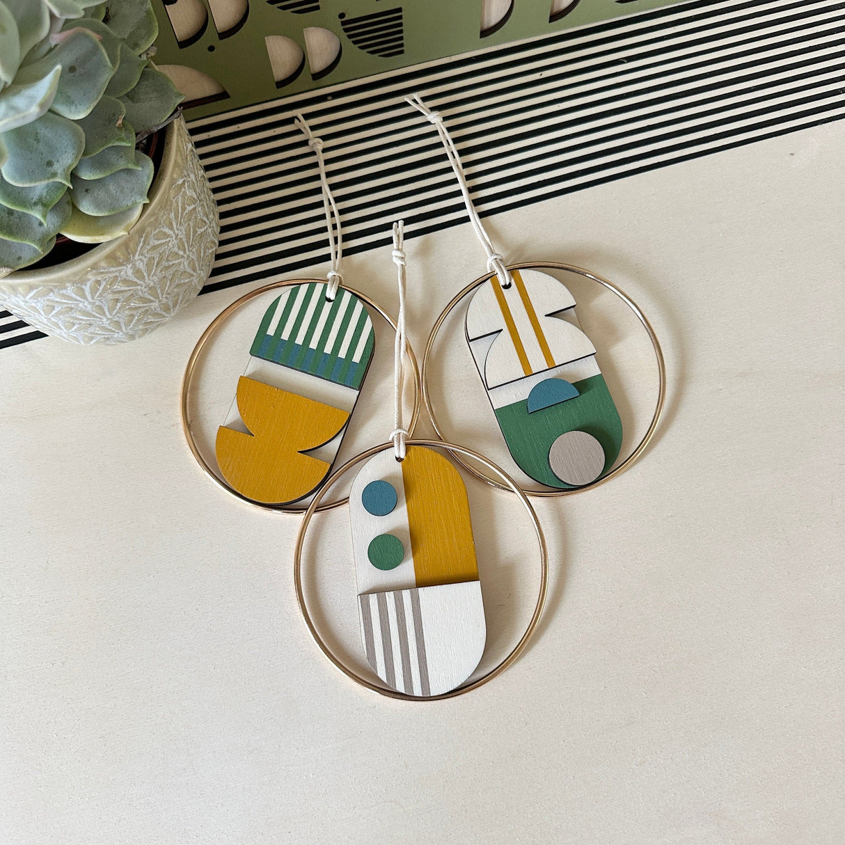 Small Geometric Wall Hanging | Mini Wooden Decoration