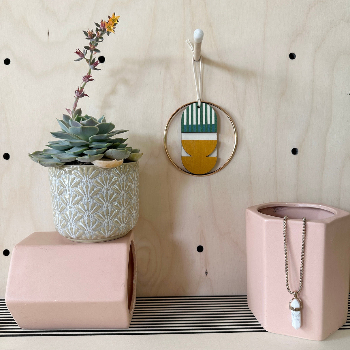 Small Geometric Wall Hanging | Mini Wooden Decoration
