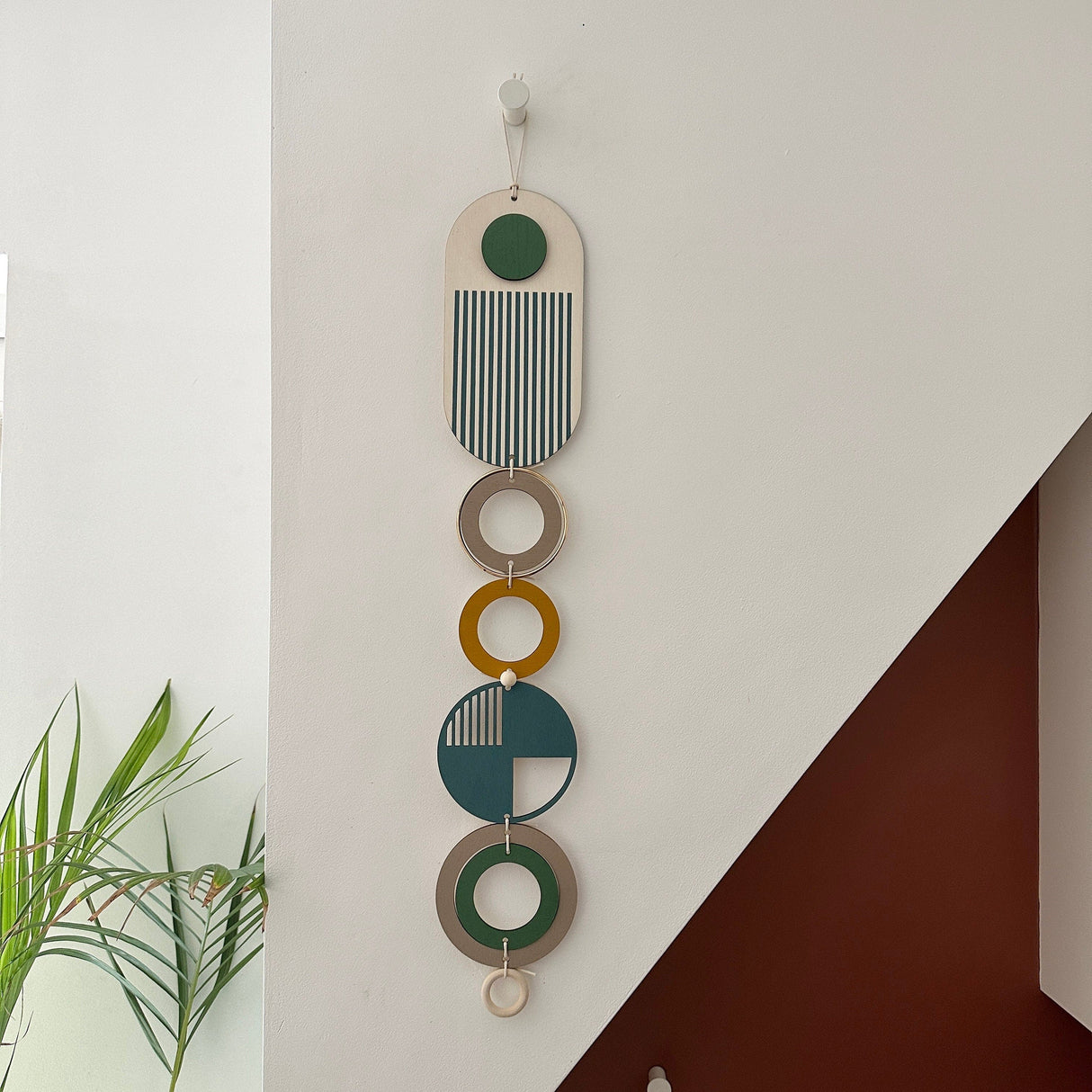 Teal Geometric Wall Art | Slim Wall Hanging Decor