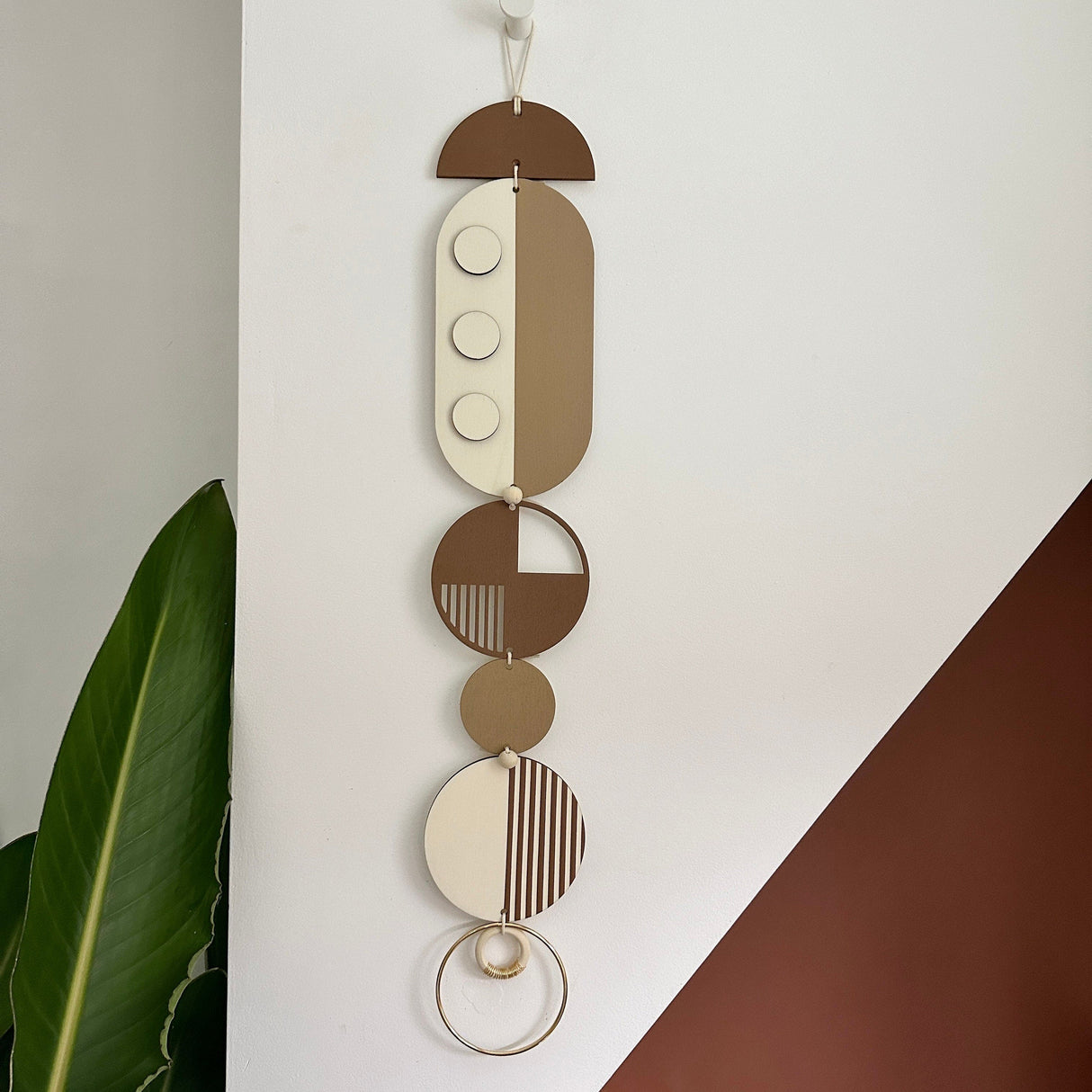Brown Geometric Wall Art | Minimal Centrepiece Decor