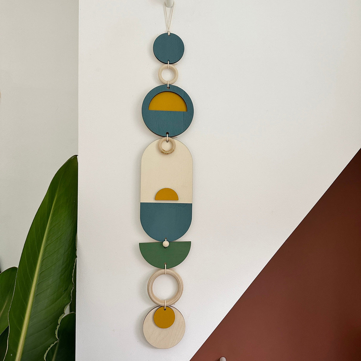 Modern Geometric Wood Wall Art | Slim Centrepiece Decor
