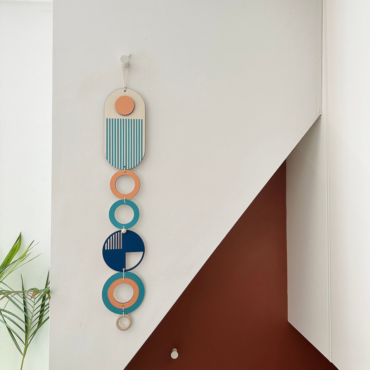 Bright Geometric Rainbow Wood Wall Art