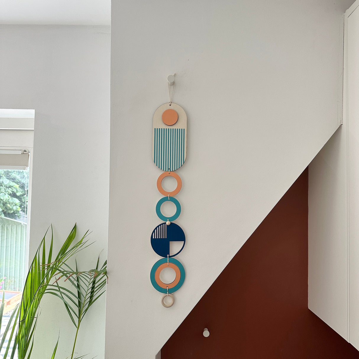 Bright Geometric Rainbow Wood Wall Art