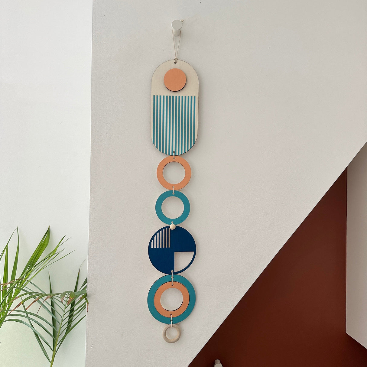 Bright Geometric Rainbow Wood Wall Art