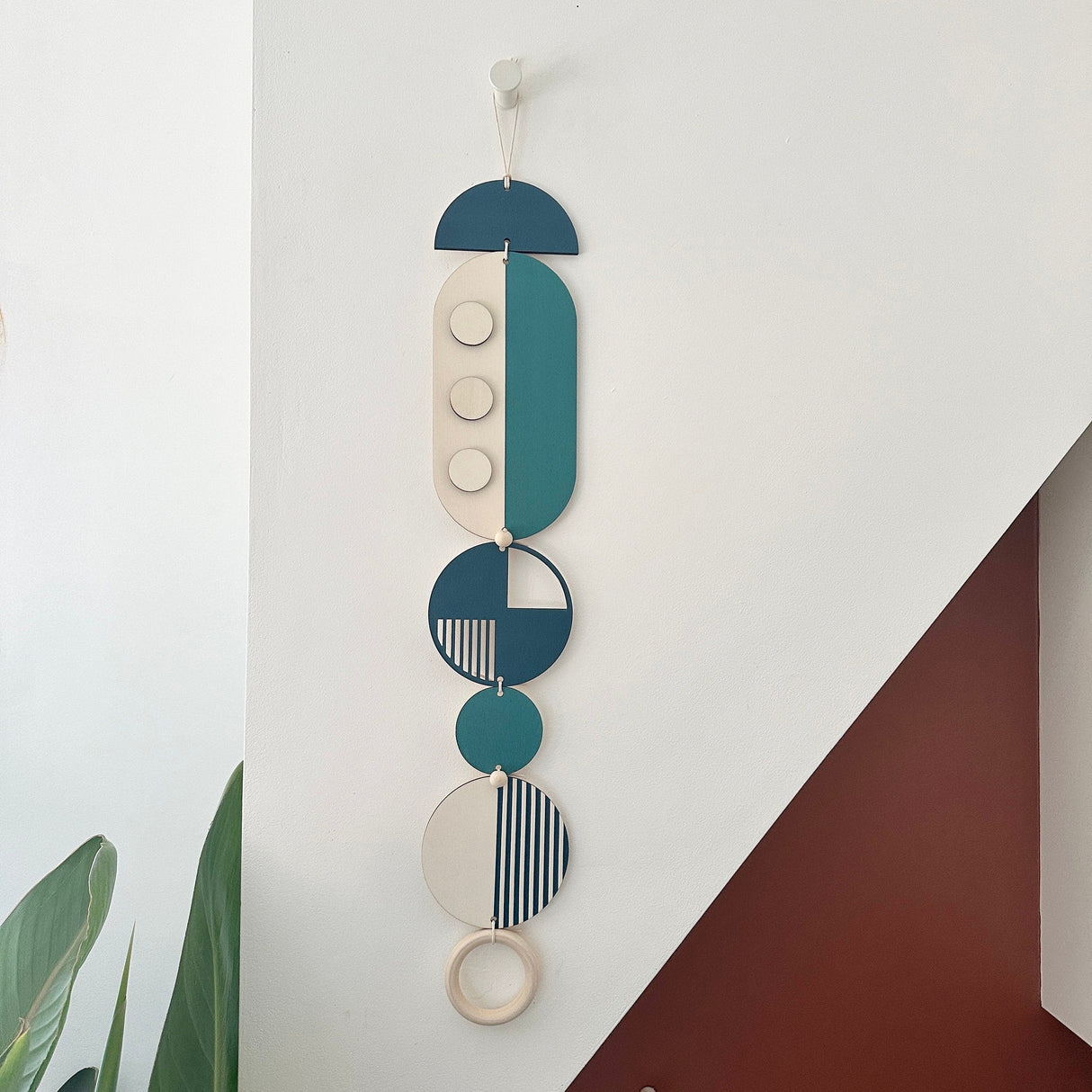 Blue Modern Wall Art - Geometric Wood Artwork