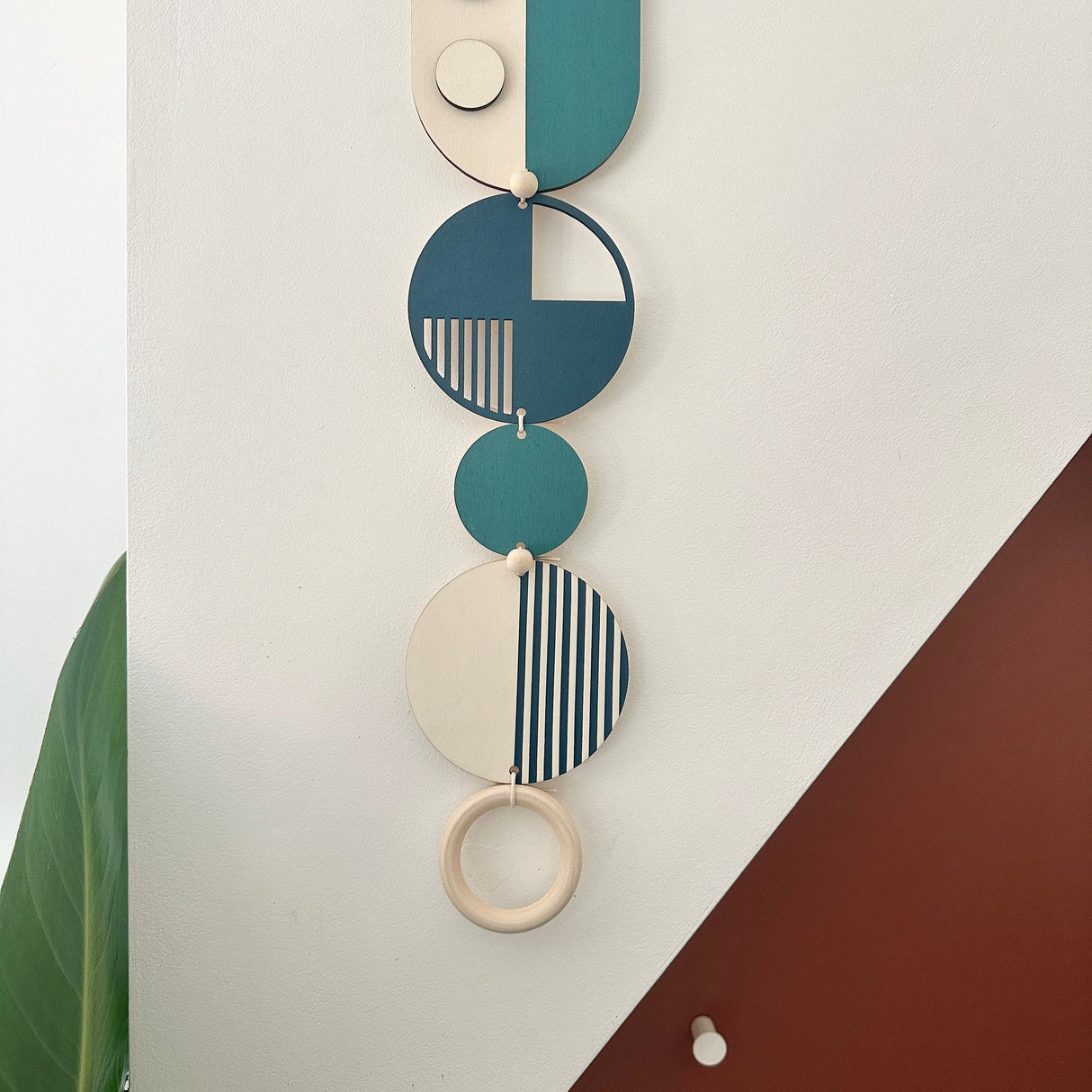 Blue Modern Wall Art - Geometric Wood Artwork