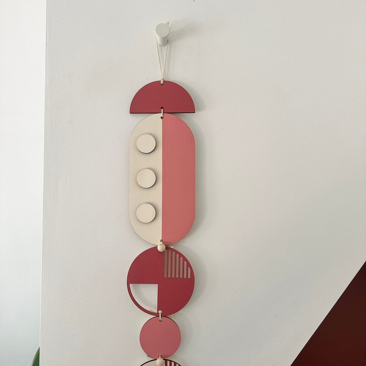 Pink Modern Wall Art - Geometric Wooden Artwork