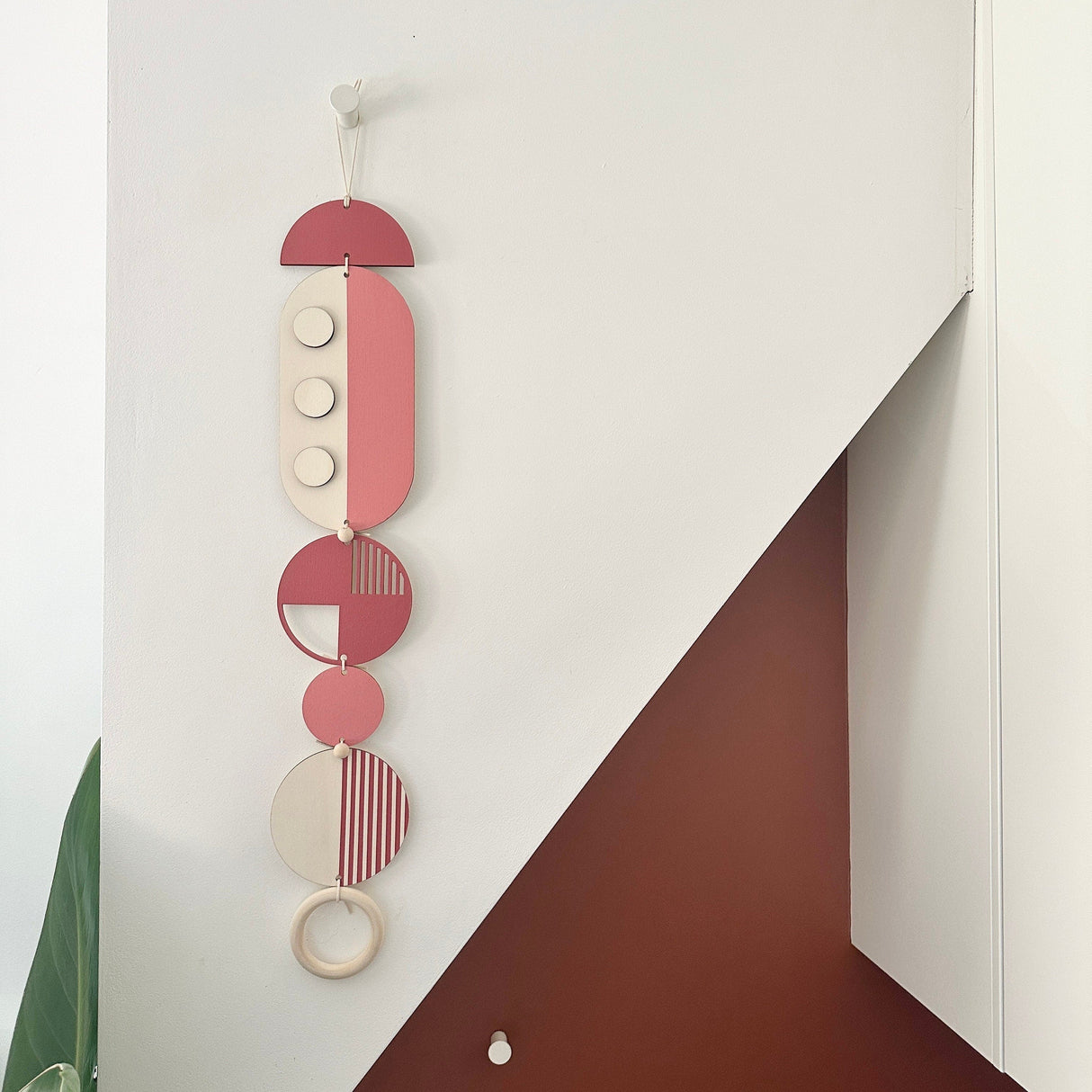 Pink Modern Wall Art - Geometric Wooden Artwork