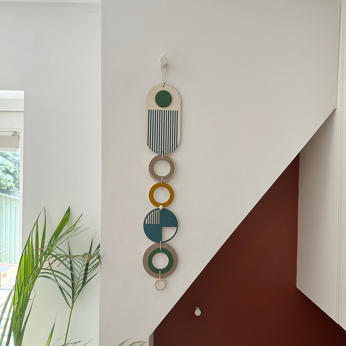 Teal Geometric Wall Art | Slim Wall Hanging Decor