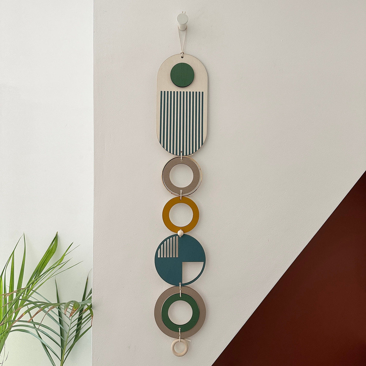 Teal Geometric Wall Art | Slim Wall Hanging Decor