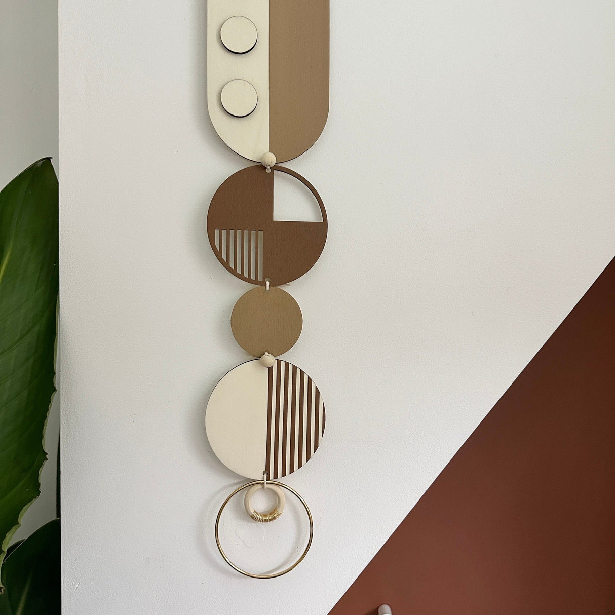 Brown Geometric Wall Art | Minimal Centrepiece Decor