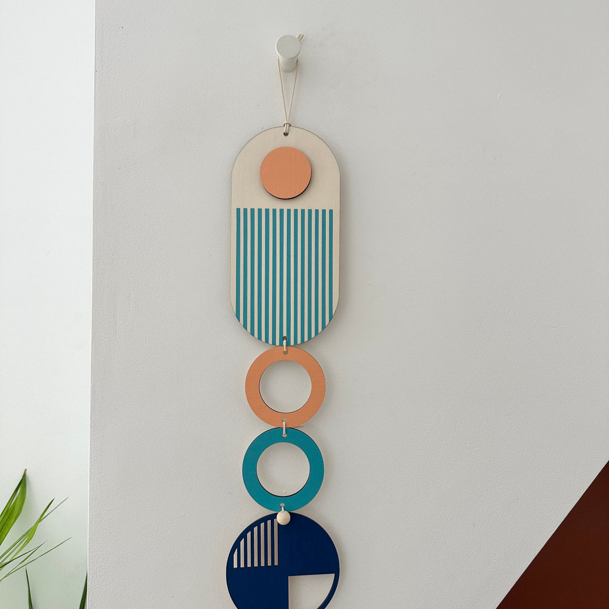 Bright Geometric Rainbow Wood Wall Art